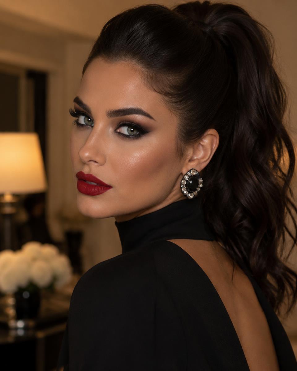 Evening glam makeup look